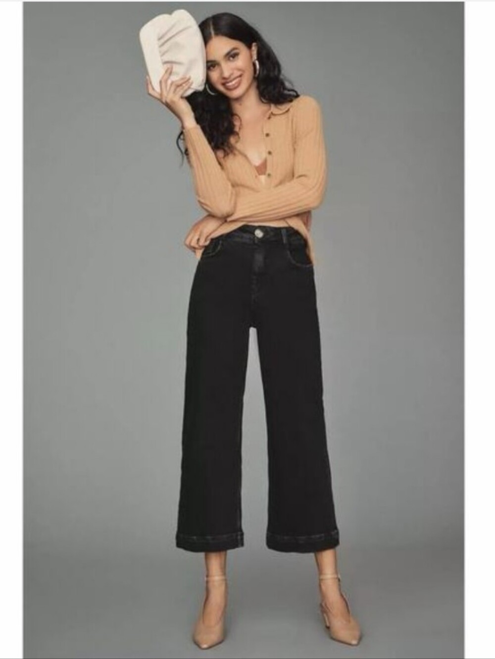 Pilcro Anthropologie The Skipper High-Rise Wide Leg Jeans Washed Black Size 26